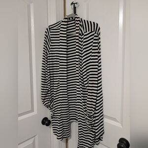 Torrid Black and White Striped Knit Cardigan